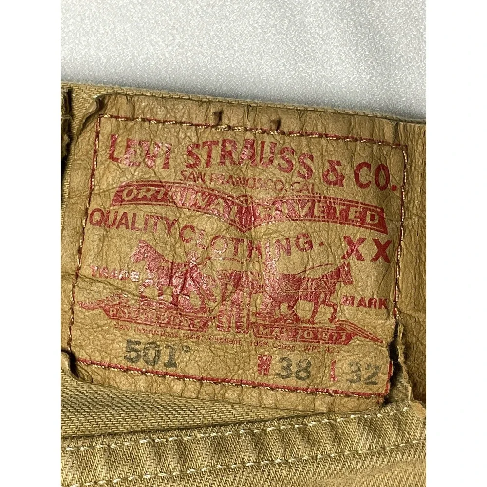 Levis 501 XX Jeans‎ Y2K 38x32 Tan Denim 100% Cotton Button Fly Straight Leg